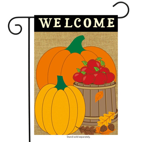 Welcome Harvest Fall Burlap Garden Flag