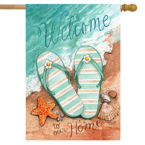 Coastal Flip Flop Summer House Flag