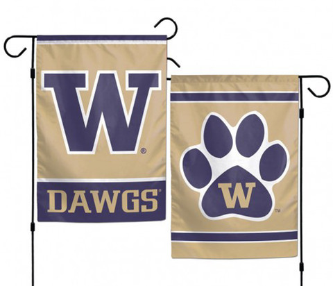 University of Washington Huskies Dawgs 2 Sided Garden Flag