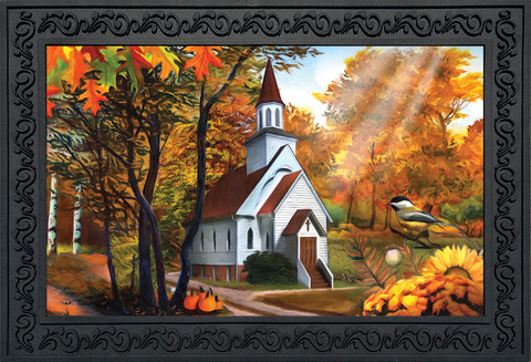 Autumn Church Sunset Doormat