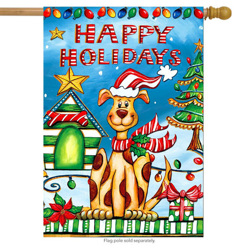 Happy Holidays Dog House Flag