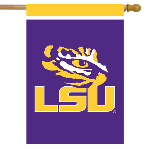 Briarwood Lane LSU Fighting Tigers NCAA licensed house flag with purple, gold, and white team logo.