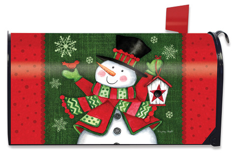 Snowman and Birdhouse Winter Mailbox Cover