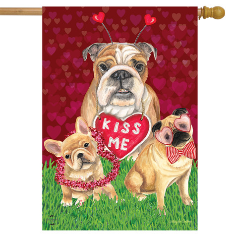 Puppy Love Valentine's Day House Flag