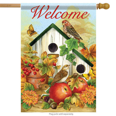 Bird Neighbors Fall House Flag