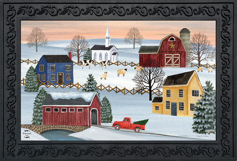 Winter Saltboxes Primitive Doormat