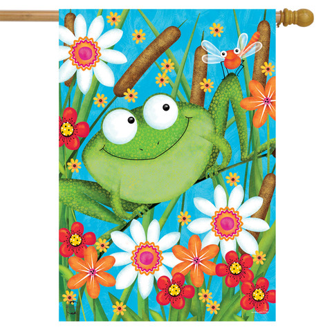 Froggy Fun Summer House Flag