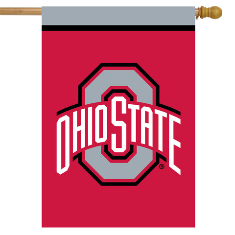 Ohio State Buckeyes NCAA Licensed House Flag by Briarwood Lane, large red decorative sports banner.