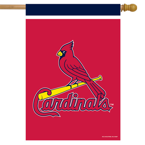 Briarwood Lane St. Louis Cardinals MLB licensed house flag with red cardinal and yellow bat logo.