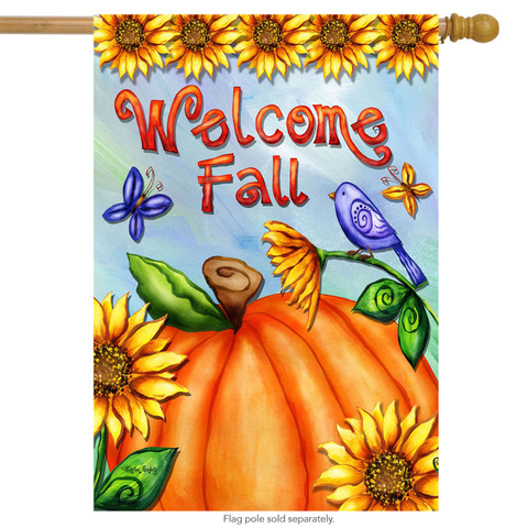 Welcome Fall Pumpkin House Flag