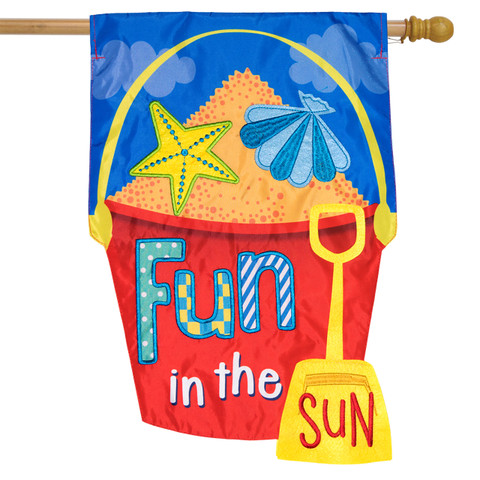 Fun in the Sun Applique Summer House Flag