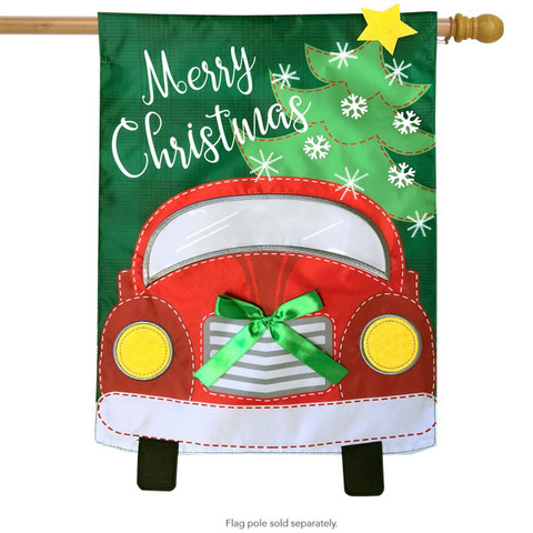 Christmas Truck Applique House Flag