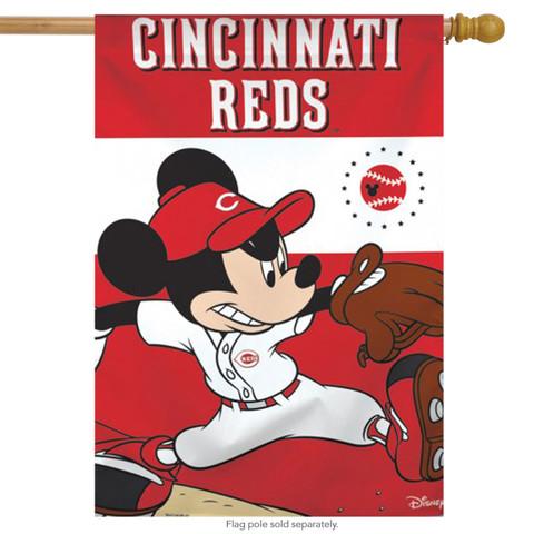 Cincinnati Reds MLB Mickey Mouse Baseball House Flag