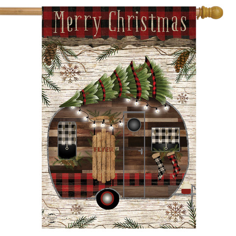 Merry Christmas Camper Primitive House Flag