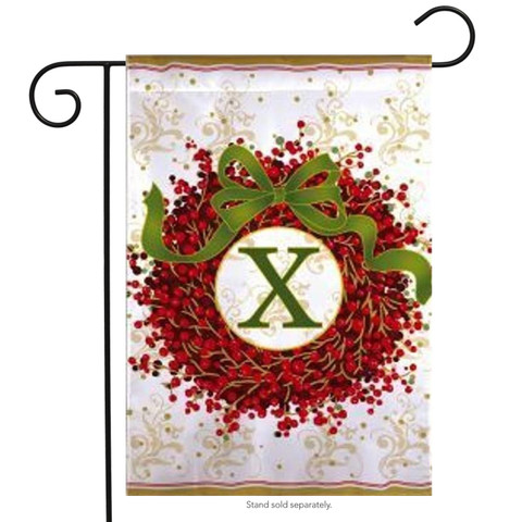 Holiday Monogram Wreath X Garden Flag
