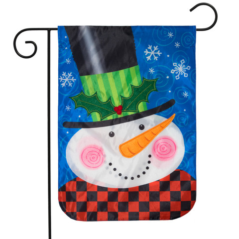 Jolly Snowman Winter Applique Garden Flag
