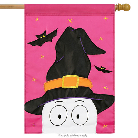 Peeking Ghost Halloween Applique House Flag