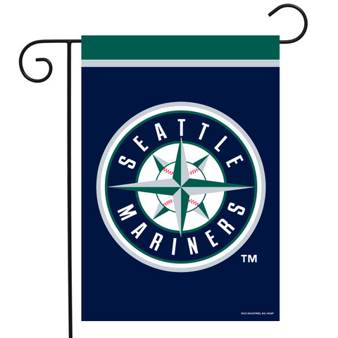 Briarwood Lane Seattle Mariners MLB licensed garden flag with navy blue and green colors.