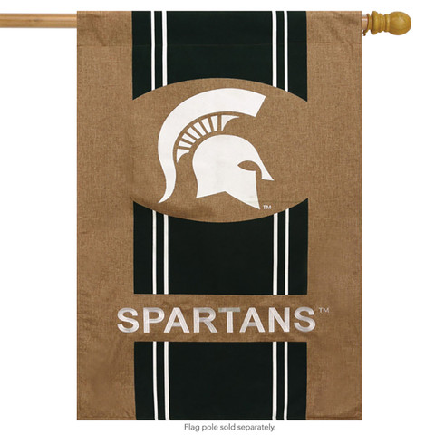 Michigan State University Burlap House Flag