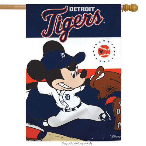 Detroit Tigers MLB Mickey Mouse Baseball House Flag