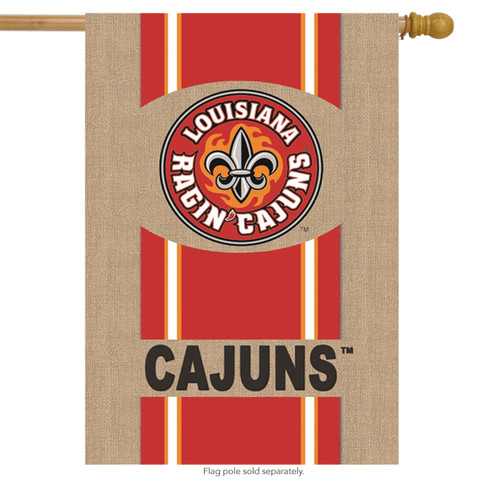 Louisiana Ragin Cajuns Burlap Licensed NCAA House Flag