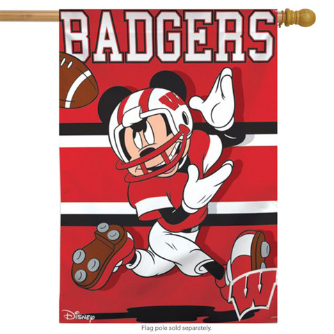 University of Wisconsin Badgers NCAA Mickey Mouse House Flag