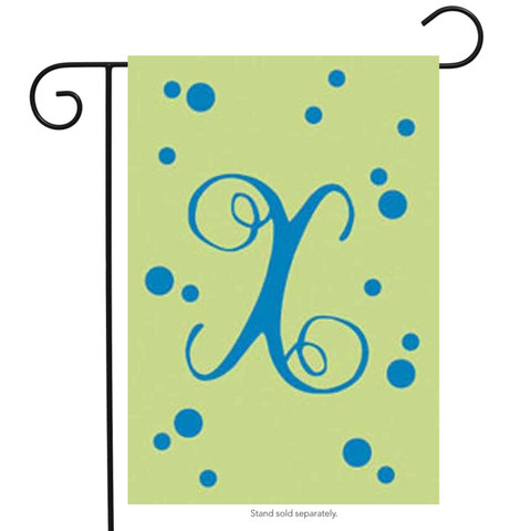 Polka Dot Embroidered Monogram Garden Flag - Letter X