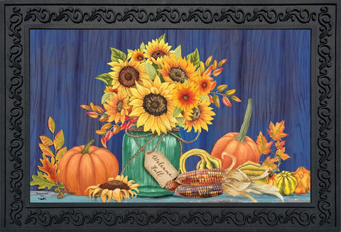 Fall Mason Jar Floral Doormat