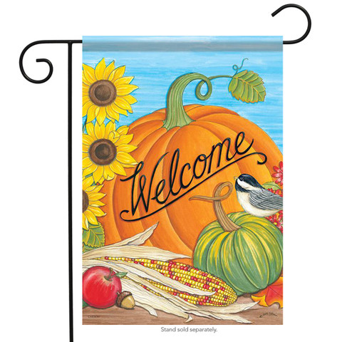 Chickadee on Pumpkin Welcome Garden Flag