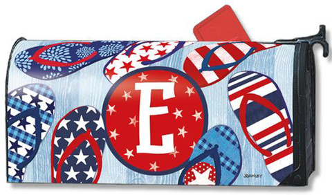 Freedom Flip Flops Monogram E Magnetic Mailbox Cover