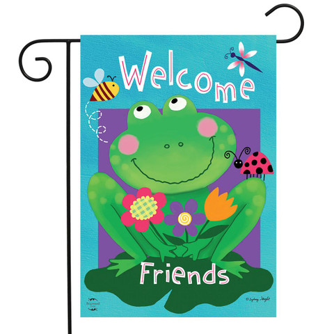 Welcome Friends Frog Summer Garden Flag