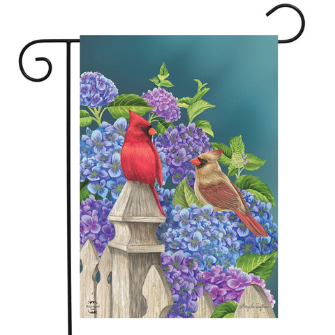 Cardinals and Hydrangeas Spring Garden Flag
