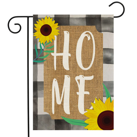 Briarwood Lane small printed garden flag with sunflowers and "HOME" on burlap, perfect for spring summer decor.