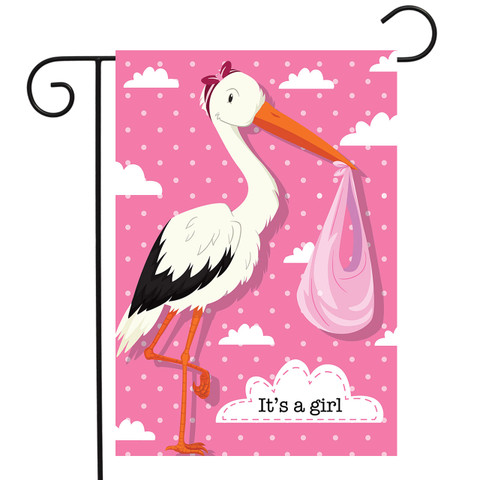 It's A Girl Stork Baby Garden Flag
