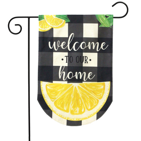 Briarwood Lane small printed garden flag with Welcome To Our Home cheerful summer lemon design.