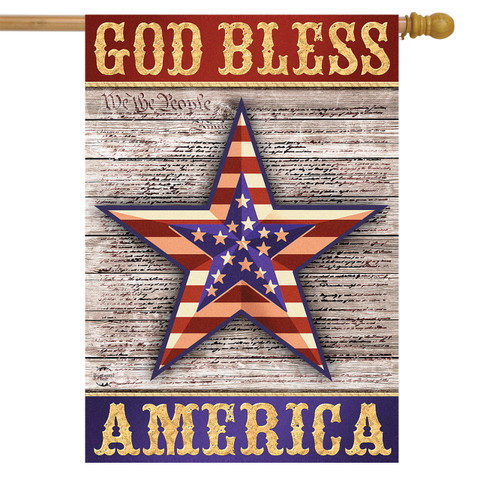 God Bless America Star Patriotic House Flag