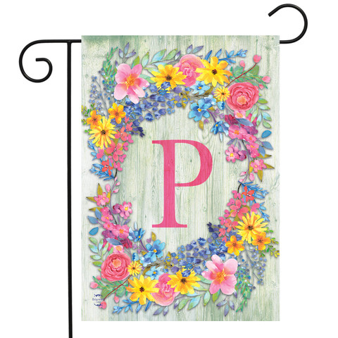 Spring Monogram Letter P Garden Flag