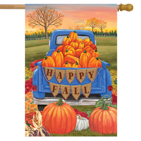 Happy Fall Pickup Pumpkins House Flag