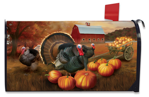 Autumn Turkeys Mailbox Cover