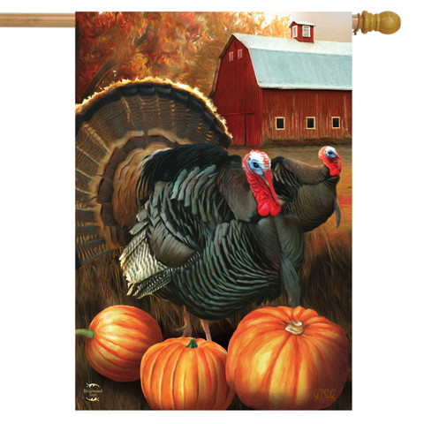 Autumn Turkeys House Flag