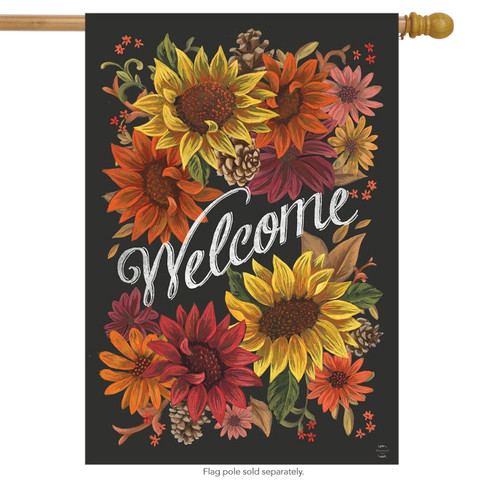 Fall Flowers Welcome House Flag