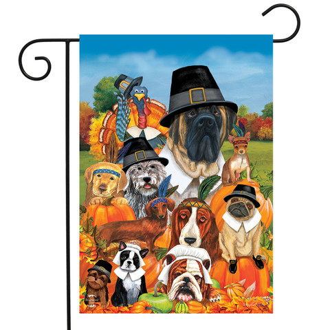 Give Thanks Dogs Thanksgiving Garden Flag