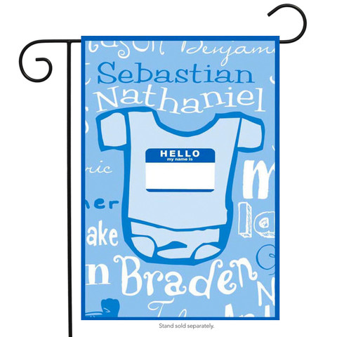 Hello My Name Is It's a Boy Garden Flag