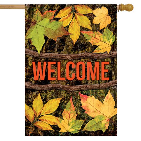 Outdoors Welcome Fall House Flag