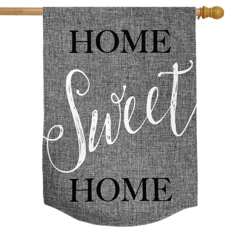 Briarwood Lane small burlap house flag with Home Sweet Home text, rustic country decorative banner.