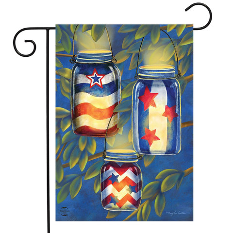 Briarwood Lane Patriotic Luminaries Summer Garden Flag with American stars and stripes in red, white, blue.