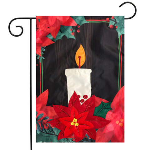 Poinsettia Candle Christmas Applique Garden Flag