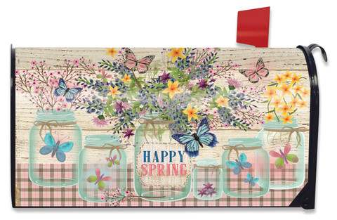 Happy Spring Mason Jar Mailbox Cover