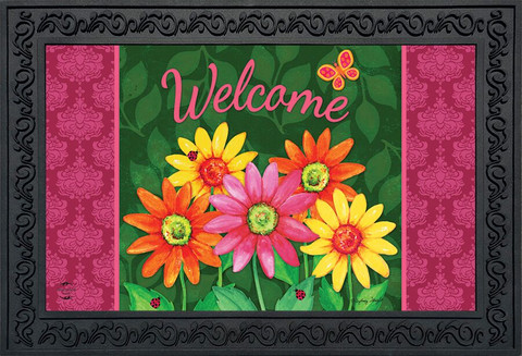 Welcome Daisies Spring Doormat