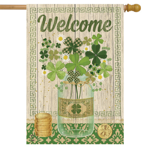 Lucky Clovers St. Patrick's Day House Flag